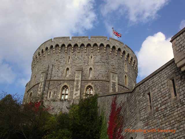 "Windsor Castle under blue skies"