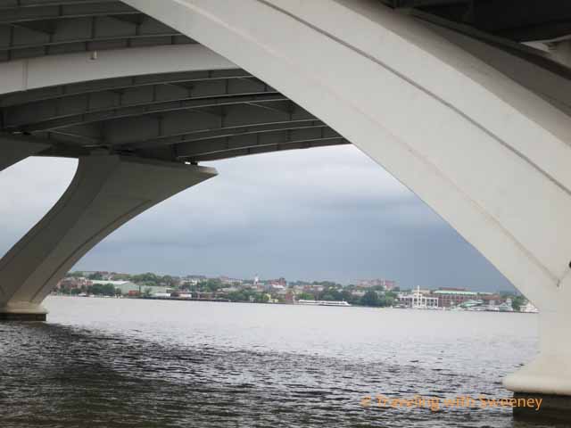 Alexandria, Virginia viewed from water taxi under Woodrow Wilson Bridge