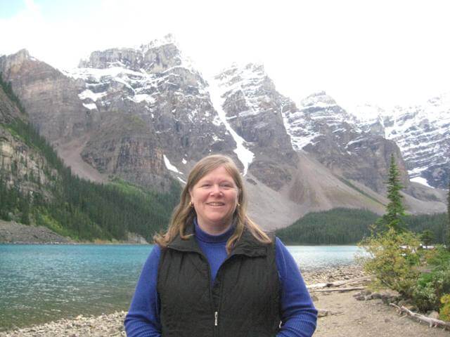 Nancy D. Brown at Moraine Lake, Alberta, Canada