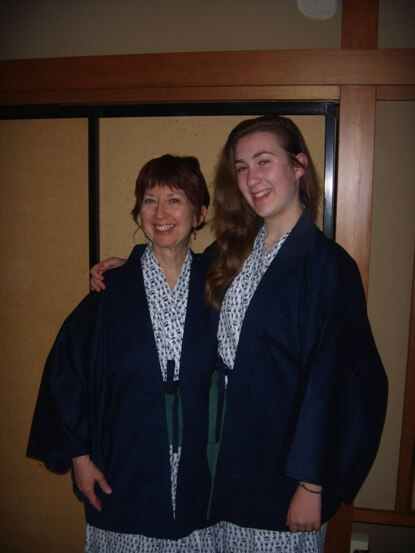 "Anna Mindess and her daughter Lila in Japan"
