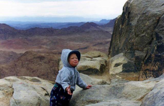 Nancy Sathre-Vogel's son on Mount Sinai