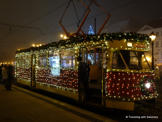 Festive Christmas tram in Bratislava