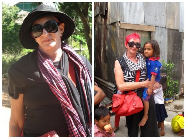 Jody Hanson wearing the krama --- a Cambodian fashion essential