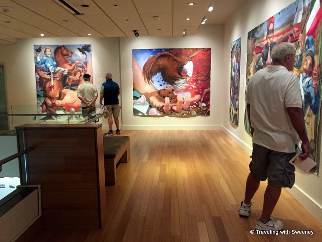 "Fear of a Red Planet", paintings by Steven Yazzie in the Edward Jacobson Gallery of the Heard Museum in Phoenix, Arizona