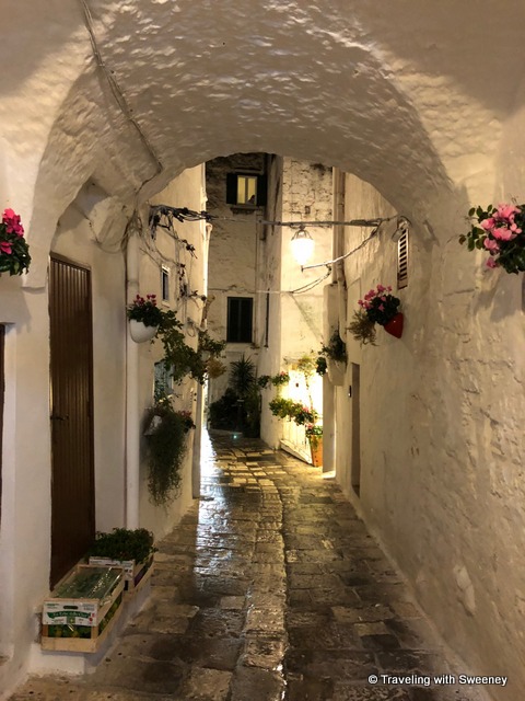 Lovely passageway leading to our dinner spot in Ostuni