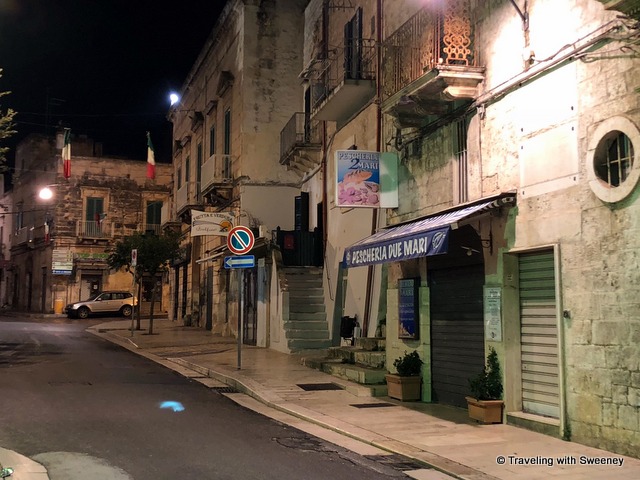 All's quiet late night in the city -- Ostuni, Italy