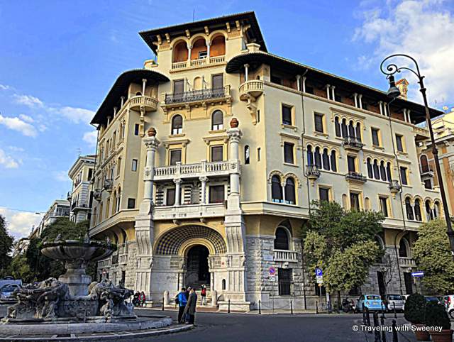 Building on Piazza Mincio and Coppede's Frog Fountain in Rome, Italy