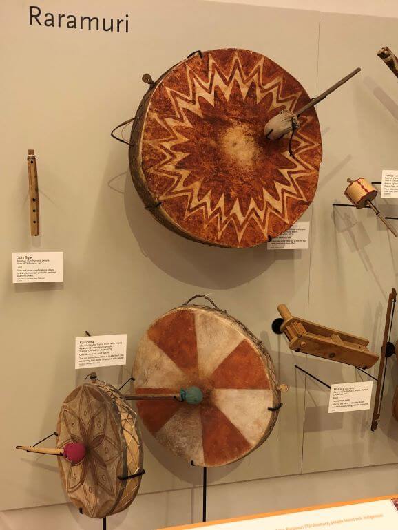 Instruments of the Rarámuri people of Mexico at MIM (Musical Instrument Museum) in Phoenix, Arizona