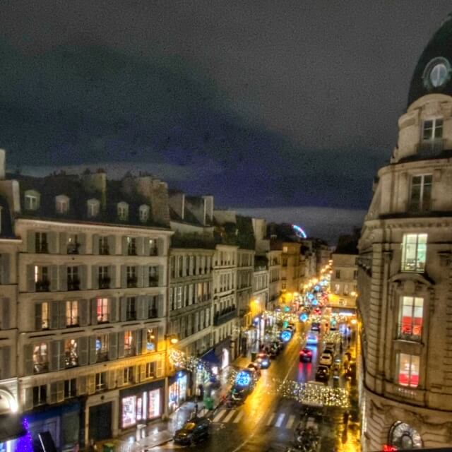 Christmas lights on rue de Bac, Paris, France
