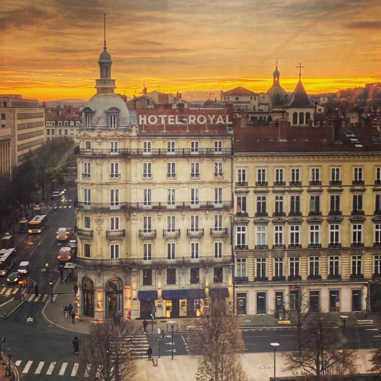 View from Ferris wheel on Place Bellecour, Lyon, France -- Hotel Le Royal Lyon featured