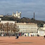 Place Bellecour, Lyon, France with view of Fourviere Hill in the background