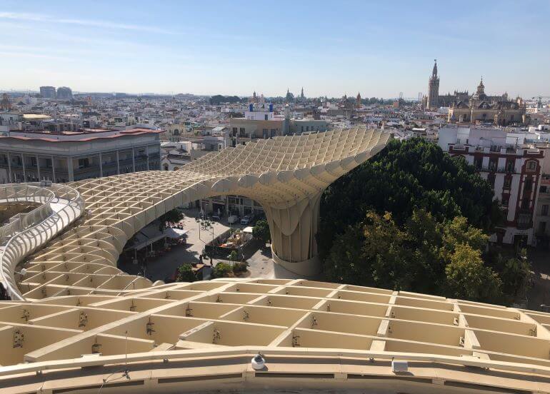 On the walkway on the Metropol Parasol in Seville, Spain