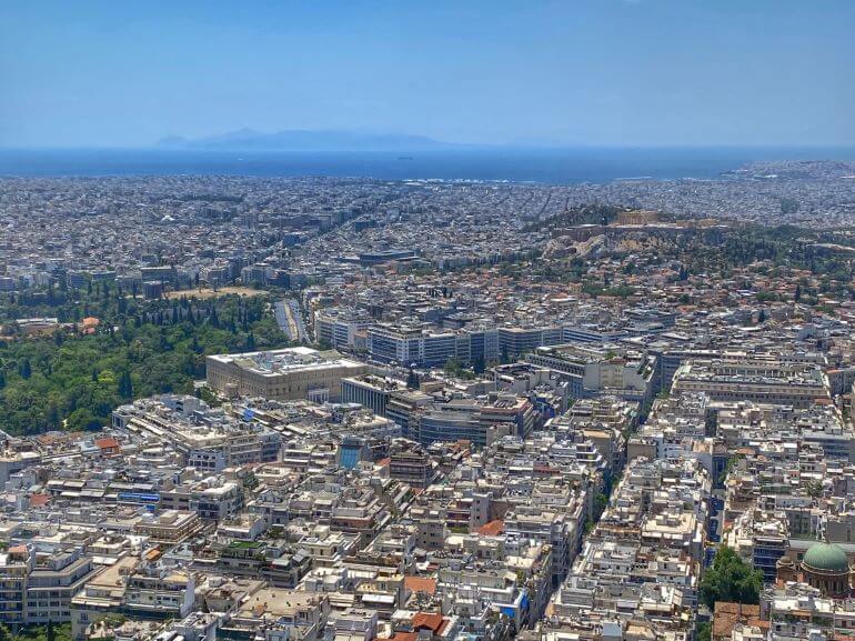 View of the city and Aegean Sea from Lycabettus Hill