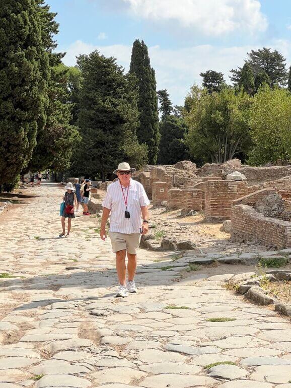 Ancient Roman road at Ostia, Italy ruins