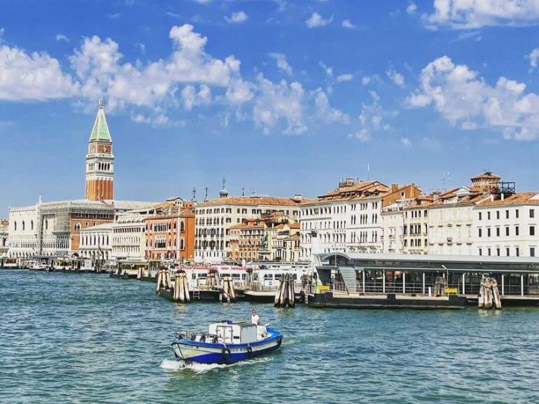 Approaching Venice, Italy by ferry on the Venice lagoon during a Viking Mediterranean cruise