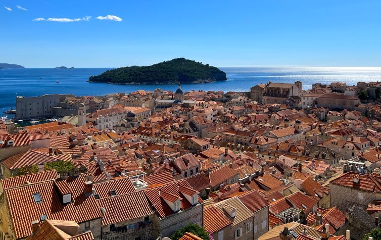 View of Dubrovnik, Croatia from the top of Mt. Srd