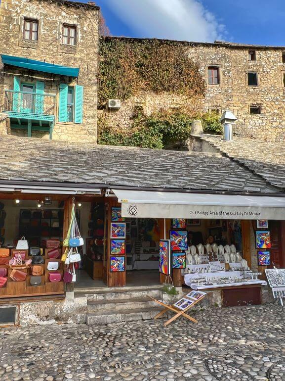 Souvenir shops in the Old Bazaar area of Mostar, Bosnia and Herzegovina