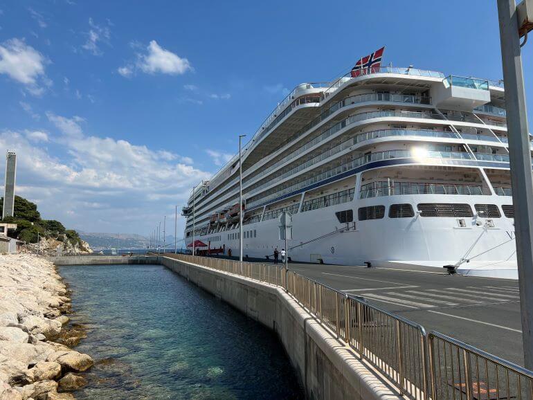 Viking Sea at port in Split, Croatia on a Mediterranean Odyssey cruise 
