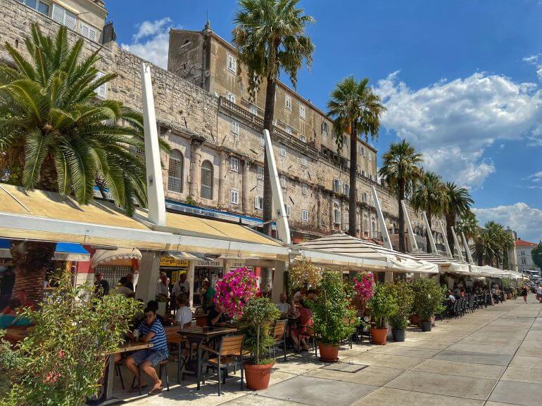 Restaurants along the Riva Promenade in Split, Croatia