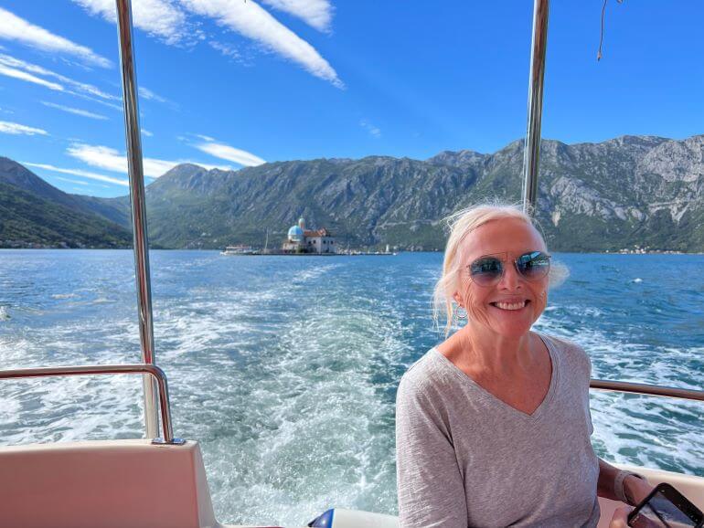 Traveling by small boat from Perast (and Our Lady of the Rock) to Kotor, Montenegro