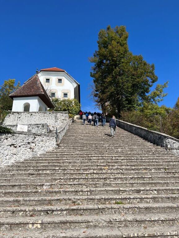 Steps to the church on Bled Island, Slovenia