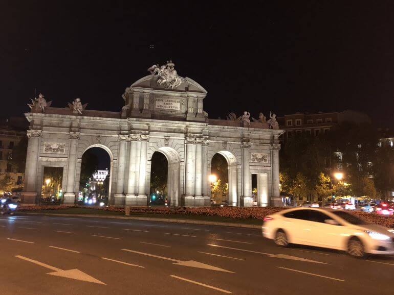 Plaza de la Independencia at night, Madrid, Spain
