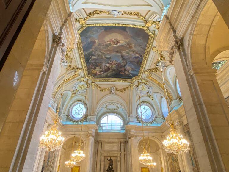 Inside the Royal Palace of Madrid -- mural on ceiling above the grand staircase -- Madrid, Spain