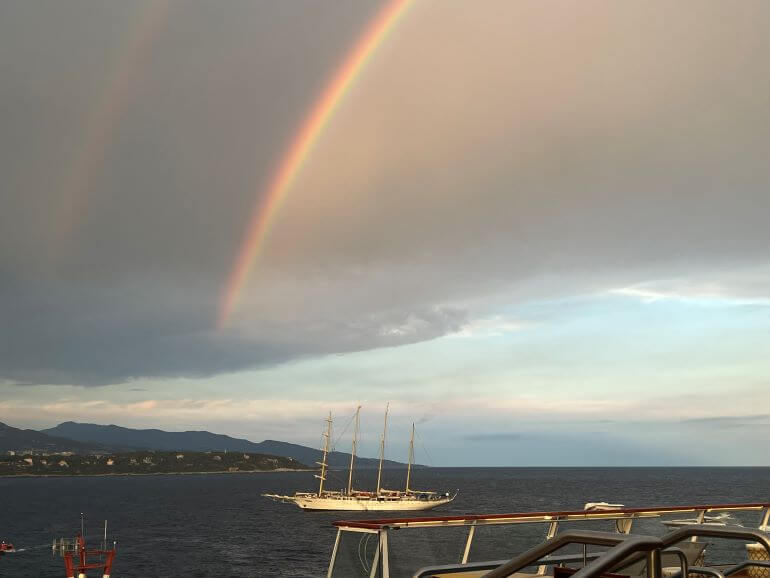 Rainbow above the Mediterranea -- seen from the Viking Sea in Monaco