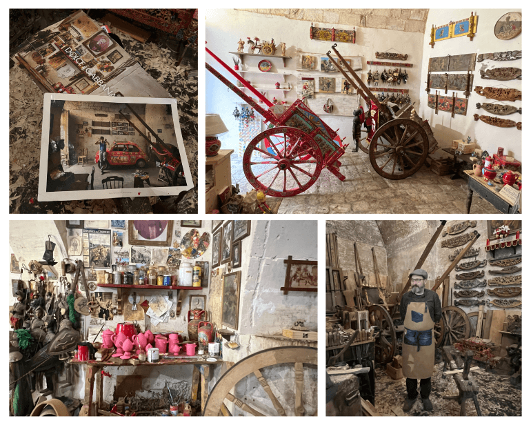 Inside Cinabro Carrettieri, the Sicilian cart production and painting shop in Ragusa, Sicily, Italy 
