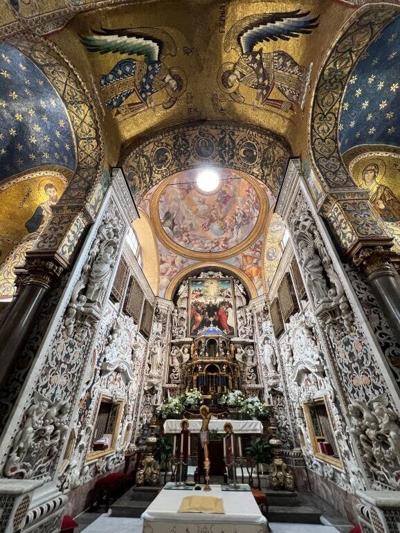 The Byzantine mosaics of the interior of Santa Maria dell’Ammiraglio in Palermo, Sicily, Italy