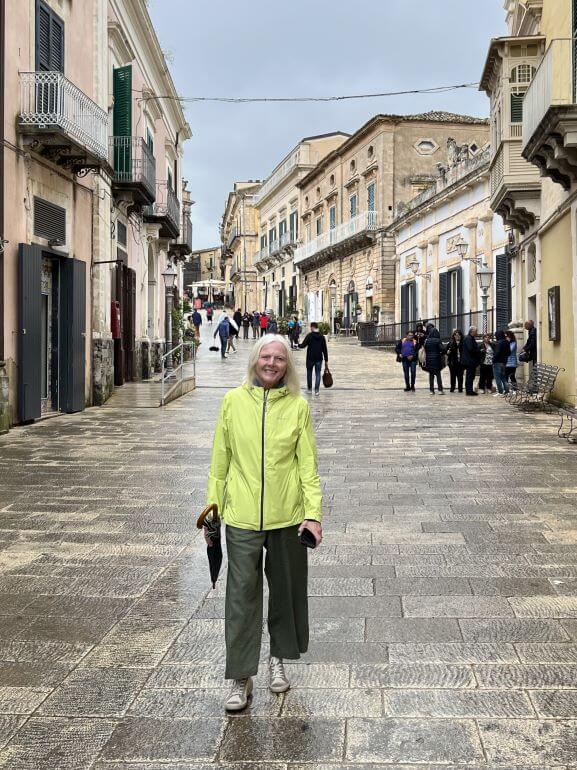 Catherine Sweeney on Corso XXV Aprile in Ragusa, Sicily, Italy