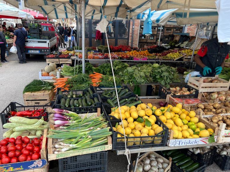 Fresh produce at the food market of Ortigia, Siracusa, Sicily, Italy