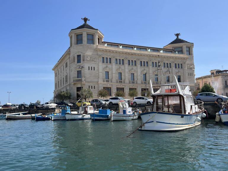 Ortea Palace Hotel (Marriott Autograph Colletcion) on the harbor in Siracusa, Sicily, Italy