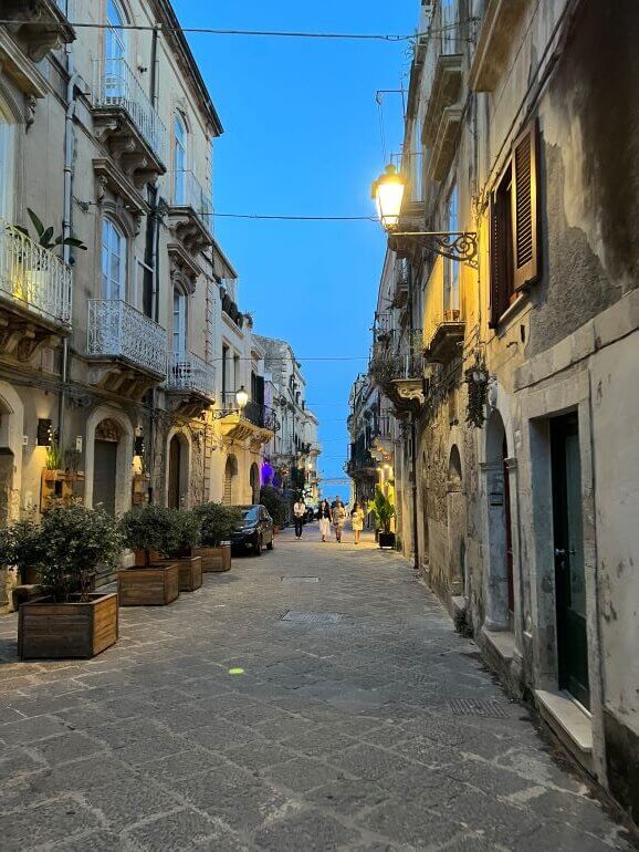A quiet street on Ortigia Island in Siracusa, Sicily, Italy