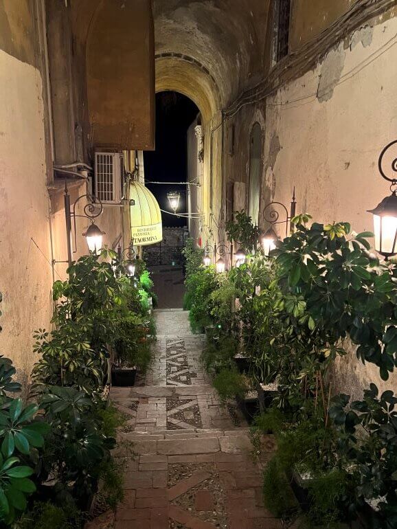 Quiet alleyway in Taormina, Sicily, Italy