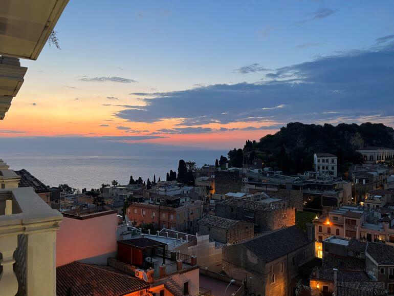 Room with a view -- Looking out to the Ionian Sea from our room at NH Collection Hotel in Taormina, Sicily, Italy