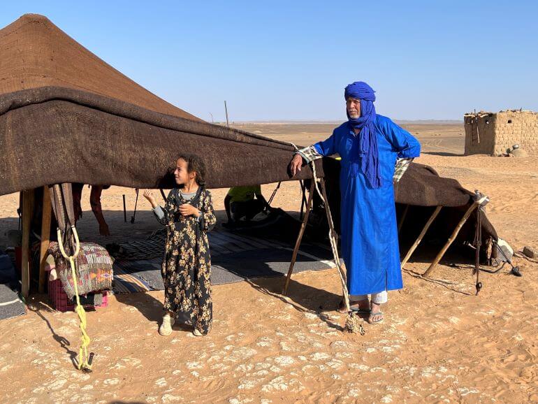 Nomad family in the desert of Morocco