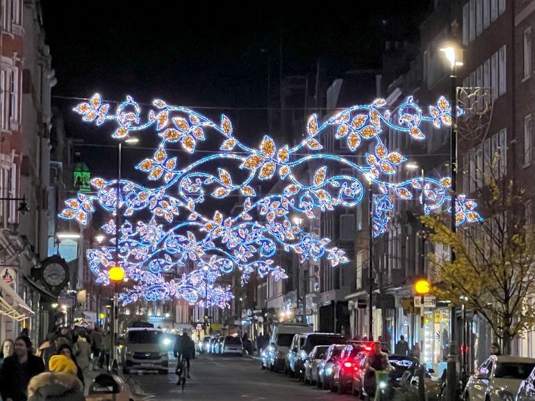 Holiday lights in Marylebone, London