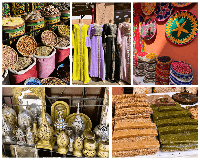 Items for sale in the souks of the Marrakech Medina