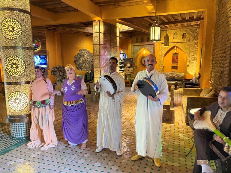 Traditional welcome at Kasbah Xaluca Erfoud Hotel in Erfoud, Morocco
