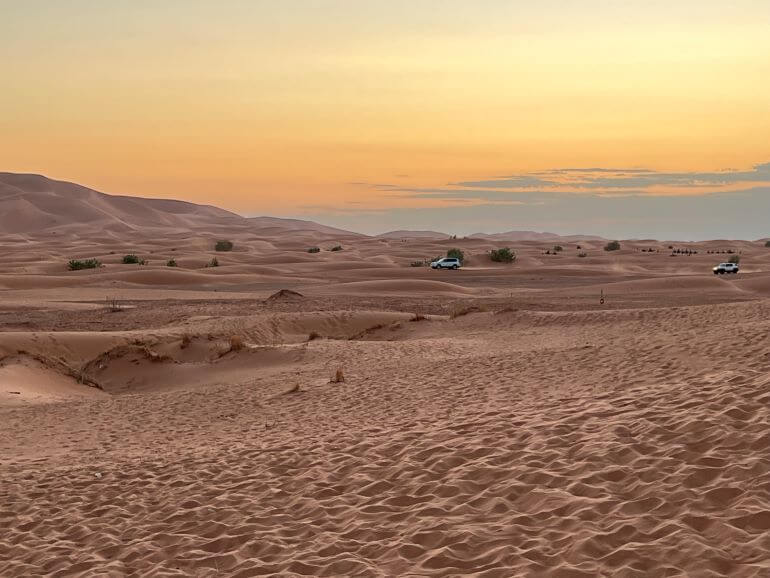 Sunset over the Sahara Desert in Morocco