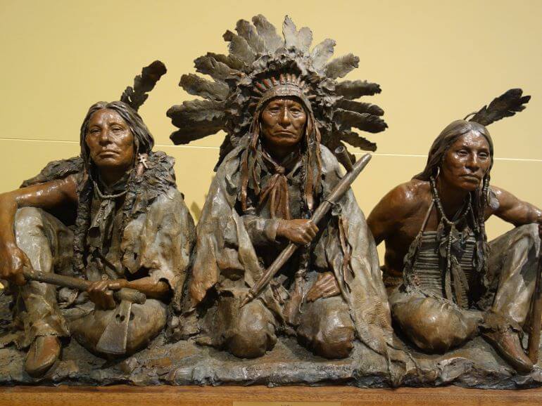 Sculpture by Western artist John Coleman 1876, Gall-Sitting Bull-Crazy Horse at Western Spirit: Scottsdale's Museum of the West, Arizona