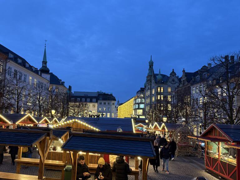 Christmas market at Højbro Plads near Strøget in Copenhagen, Denmark