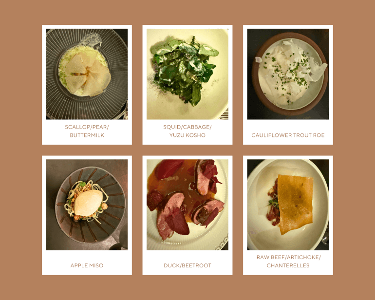 Six course menu (changes regularly) at Marv & Ben in Copenhagen, Denmark
