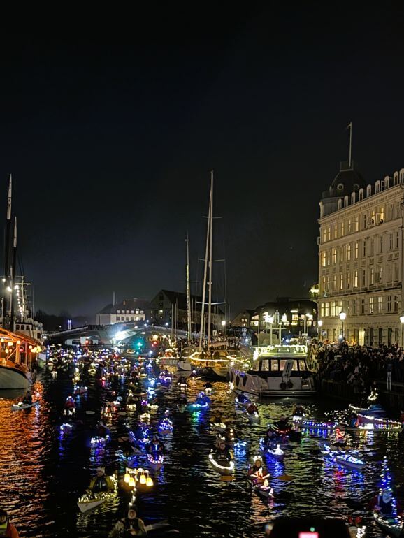 Santa Lucia Kayak parade in Copenhagen, Denmark