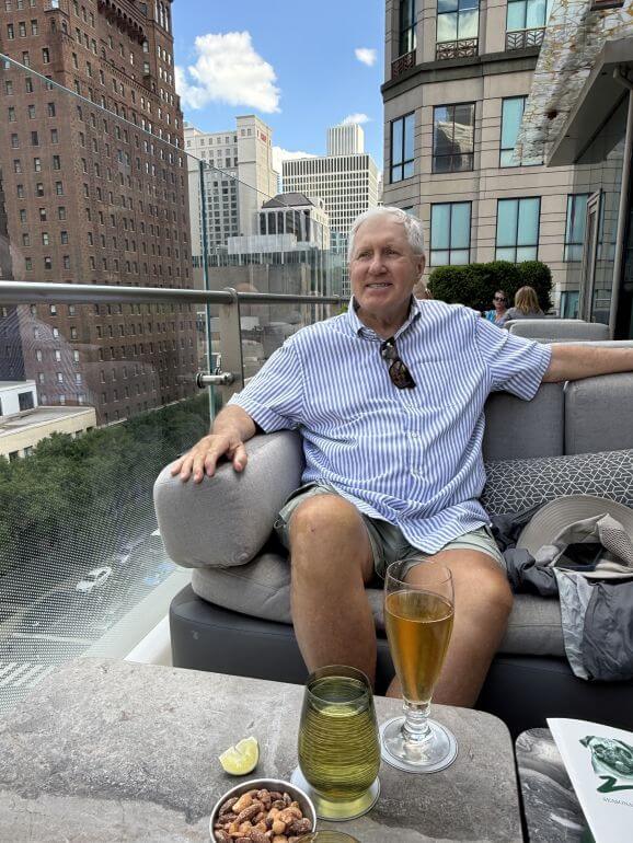 Mr. TWS sitting outside at Z Bar, the rooftop bar at the Peninsula Chicago -- Chicago, Illinois